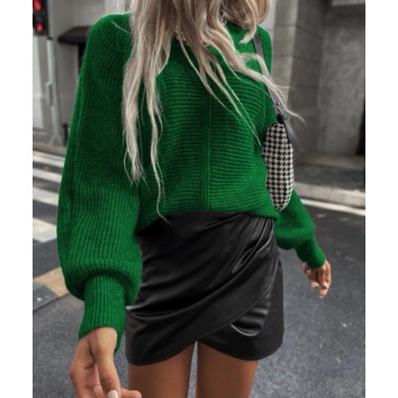 Boho ribbed knit batwing sleeve sweater - Picture 1 of 7